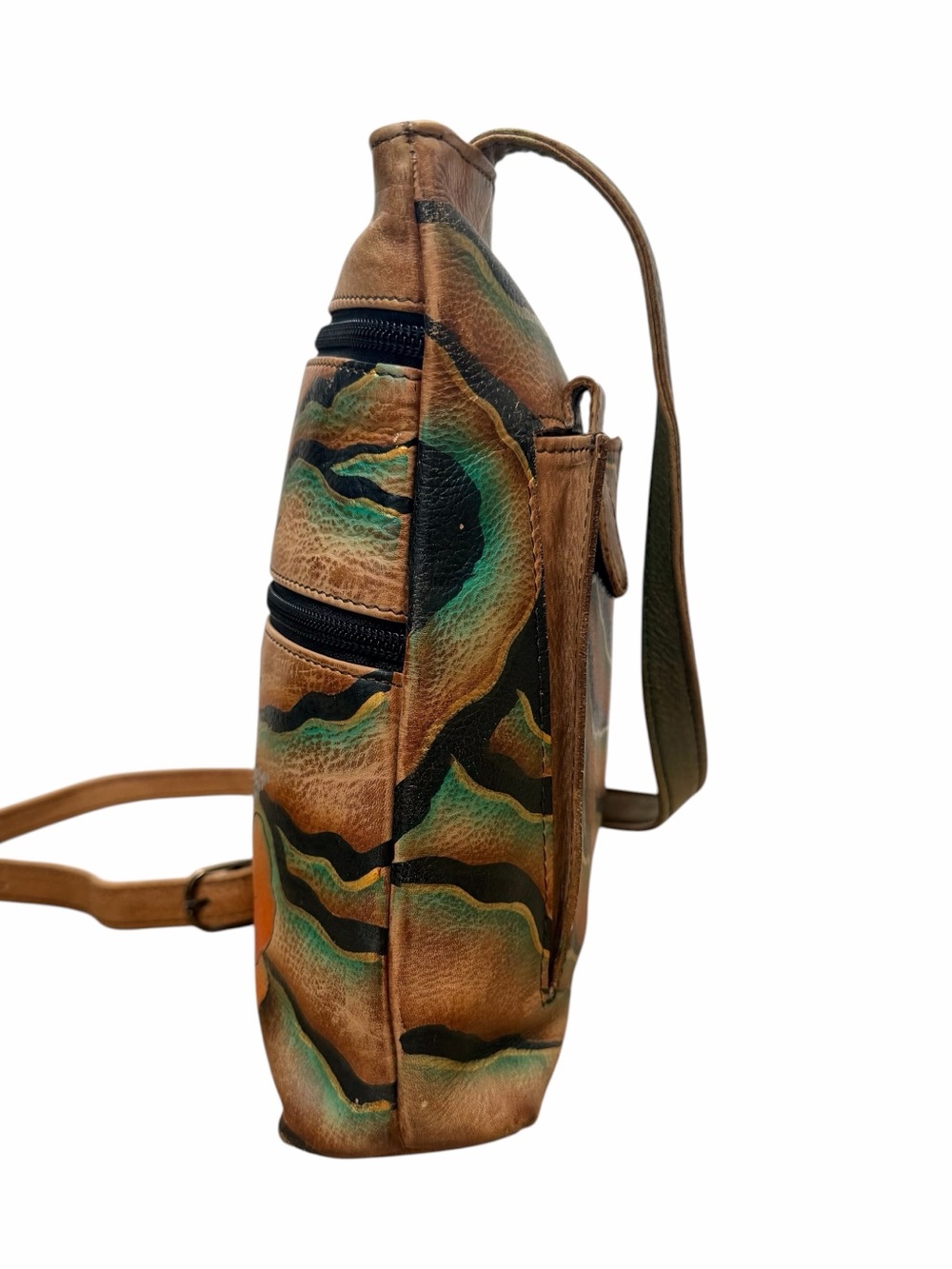 ANUSCHKA HAND PAINTED CROSSBODY LEATHER PURSE. - Picture 7 of 14